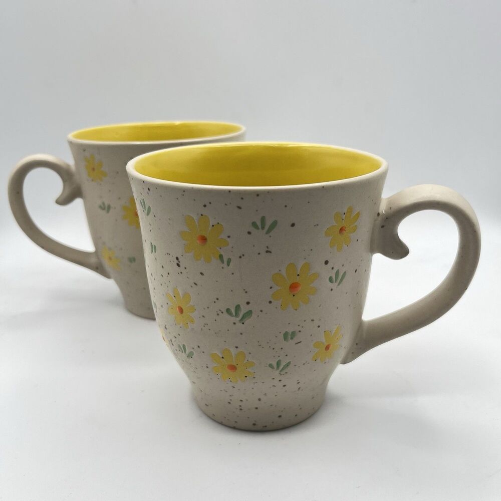 Coffee Mug Set Yellow Daisies - Set Of 2